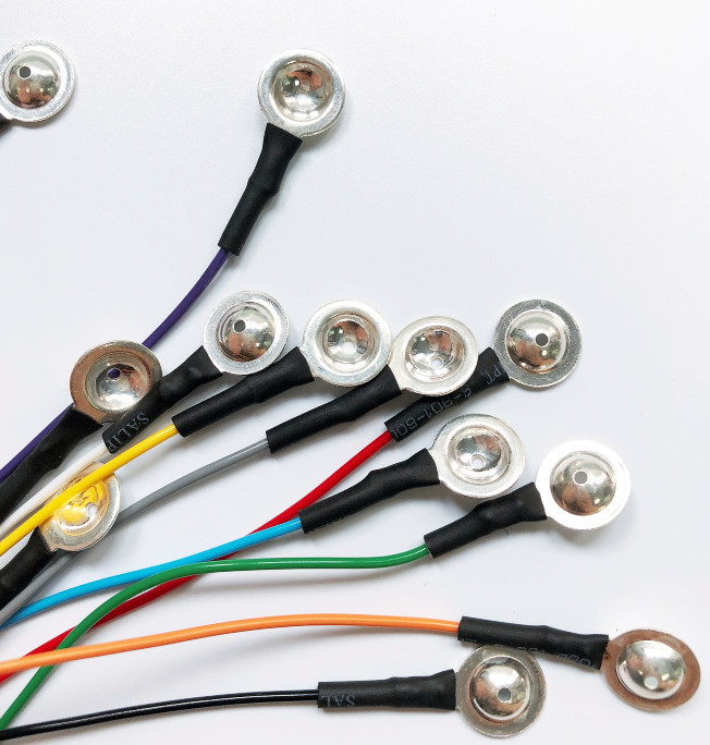 12色の再使用可能なEEGのコップの電極の塩化銀12の単一の鉛